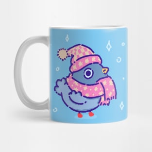 A cozy pigeon in a winter hat and a warm scarf Mug